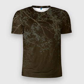 Мужская футболка 3D спортивная с принтом Ветки в Санкт-Петербурге, 100% полиэстер с улучшенными характеристиками | приталенный силуэт, круглая горловина, широкие плечи, сужается к линии бедра | абстракция | ветки | дерево | инверсия | коричневый | лето | листья | осень | природа | путешествие | хаки