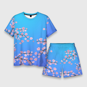 Мужской костюм с шортами 3D с принтом Цветы сакуры в Курске,  |  | Тематика изображения на принте: 8 марта | вишня | дерево | минимализм | нежность | растение | сакура | флора | цветение | цветок | цветы | япония