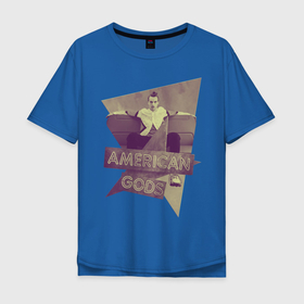 Мужская футболка хлопок Oversize с принтом Техномальчик Американские Боги в Белгороде, 100% хлопок | свободный крой, круглый ворот, “спинка” длиннее передней части | american | boy | gods | new | technical | бог | гаджет | информация | новый | технология | техномальчик