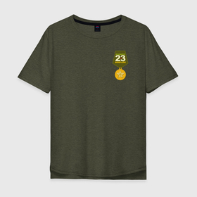 Мужская футболка хлопок Oversize с принтом медаль в Екатеринбурге, 100% хлопок | свободный крой, круглый ворот, “спинка” длиннее передней части | 23 февраля | армейские | все | милитари | мужчине | силовые структуры