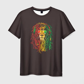 Мужская футболка 3D с принтом Bob lion в Курске, 100% полиэфир | прямой крой, круглый вырез горловины, длина до линии бедер | bob_marley | dreadlocks | hippie | jamaica | lion | reggae | боб марли | дреды | регги | хиппи | ямайка