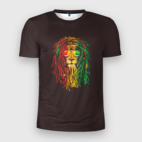 Мужская футболка 3D Slim с принтом Bob lion в Санкт-Петербурге, 100% полиэстер с улучшенными характеристиками | приталенный силуэт, круглая горловина, широкие плечи, сужается к линии бедра | bob_marley | dreadlocks | hippie | jamaica | lion | reggae | боб марли | дреды | регги | хиппи | ямайка