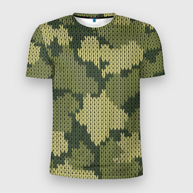 Мужская футболка 3D спортивная с принтом вязаный принт милитари в Тюмени, 100% полиэстер с улучшенными характеристиками | приталенный силуэт, круглая горловина, широкие плечи, сужается к линии бедра | Тематика изображения на принте: 23 февраля | армейские | все | милитари | мужчине | силовые структуры