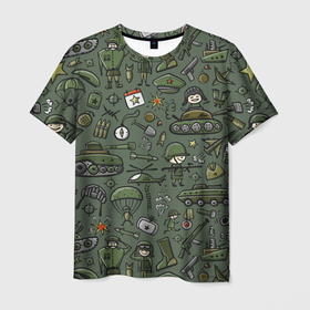 Мужская футболка 3D с принтом военные атрибуты в Санкт-Петербурге, 100% полиэфир | прямой крой, круглый вырез горловины, длина до линии бедер | 23 февраля | армейские | все | милитари | мужчине | силовые структуры