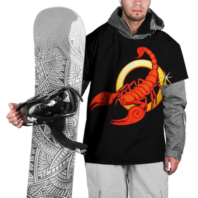 Накидка на куртку 3D с принтом Скорпион в Петрозаводске, 100% полиэстер |  | Тематика изображения на принте: scorpio | zodiac signs | знаки зодиака | скорпион | черный фон