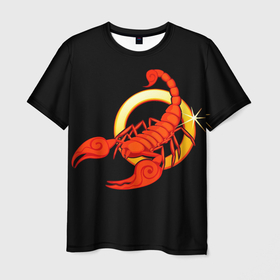 Мужская футболка 3D с принтом Скорпион , 100% полиэфир | прямой крой, круглый вырез горловины, длина до линии бедер | Тематика изображения на принте: scorpio | zodiac signs | знаки зодиака | скорпион | черный фон