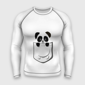 Мужской рашгард 3D с принтом Панда В Кармане в Тюмени,  |  | Тематика изображения на принте: animals | beats | head | panda | pocket | в кармане | голова | животные | звери | лапки | любовь | панда