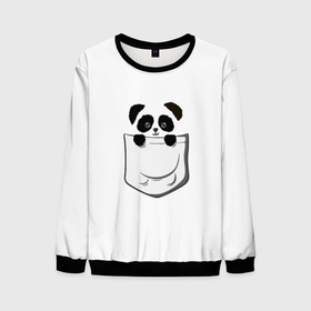 Мужской свитшот 3D с принтом Панда В Кармане в Новосибирске, 100% полиэстер с мягким внутренним слоем | круглый вырез горловины, мягкая резинка на манжетах и поясе, свободная посадка по фигуре | Тематика изображения на принте: animals | beats | head | panda | pocket | в кармане | голова | животные | звери | лапки | любовь | панда