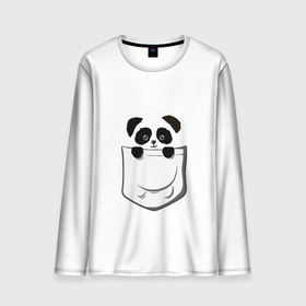 Мужской лонгслив 3D с принтом Панда В Кармане в Курске, 100% полиэстер | длинные рукава, круглый вырез горловины, полуприлегающий силуэт | animals | beats | head | panda | pocket | в кармане | голова | животные | звери | лапки | любовь | панда