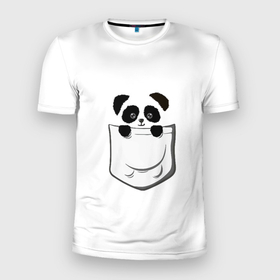 Мужская футболка 3D спортивная с принтом Панда В Кармане в Курске, 100% полиэстер с улучшенными характеристиками | приталенный силуэт, круглая горловина, широкие плечи, сужается к линии бедра | Тематика изображения на принте: animals | beats | head | panda | pocket | в кармане | голова | животные | звери | лапки | любовь | панда
