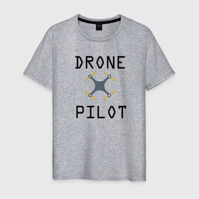 Мужская футболка хлопок с принтом Пилот дрона в Петрозаводске, 100% хлопок | прямой крой, круглый вырез горловины, длина до линии бедер, слегка спущенное плечо. | drone | беспилотник | дрон | квадракоптер