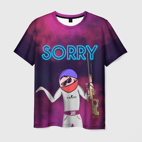 Мужская футболка 3D с принтом Sorry CS GO , 100% полиэфир | прямой крой, круглый вырез горловины, длина до линии бедер | awp | cs go | dragon lore | roblox cs:go | авп | драгон лор | кс го | мультик кс го