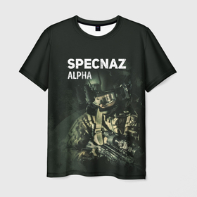 Мужская футболка 3D с принтом Cпецназ Альфа в Тюмени, 100% полиэфир | прямой крой, круглый вырез горловины, длина до линии бедер | 23 февраля | army | military | soldier | альфа | армия | день защитника отечества | милитари | солдат | спецназ | спецназ гру