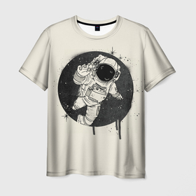 Мужская футболка 3D с принтом Тёмный космос в Новосибирске, 100% полиэфир | прямой крой, круглый вырез горловины, длина до линии бедер | cosmonaut | граффити | космонавт | космос | рисунок | тёмный космос