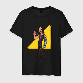 Мужская футболка хлопок с принтом Джонни Сильверхенд в Кировске, 100% хлопок | прямой крой, круглый вырез горловины, длина до линии бедер, слегка спущенное плечо. | киану | киберпанк | ривз | сильверхэнд