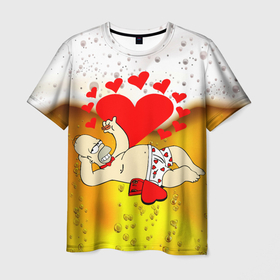 Мужская футболка 3D с принтом Любвеобильный Гомер в Белгороде, 100% полиэфир | прямой крой, круглый вырез горловины, длина до линии бедер | 14 февраля | love | the 14th of february | valentine | гомер симпсон | день влюбленных | любовь | святой валентин
