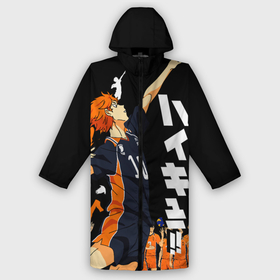 Дождевик унисекс 3D с принтом Подача Сёё Хинаты. HAIKYUU на черном фоне в городе Новоалтайск,  |  | anime | haikyu | haikyuu | karasuno | аниме | волейбол | ворон | карасуно | манга | мяч | сёё хината