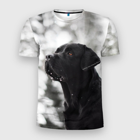 Мужская футболка 3D спортивная с принтом Лабрадор Марк в Санкт-Петербурге, 100% полиэстер с улучшенными характеристиками | приталенный силуэт, круглая горловина, широкие плечи, сужается к линии бедра | dog | winter | животные | зима | лабрадор | лабрадор ретривер | снег | собака