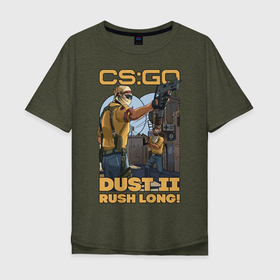 Мужская футболка хлопок Oversize с принтом CS:GO DUST 2 в Белгороде, 100% хлопок | свободный крой, круглый ворот, “спинка” длиннее передней части | counter strike | cs:go | de_dust | контер страйк | шутер