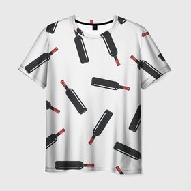 Мужская футболка 3D с принтом винишко , 100% полиэфир | прямой крой, круглый вырез горловины, длина до линии бедер | бутылка | вино