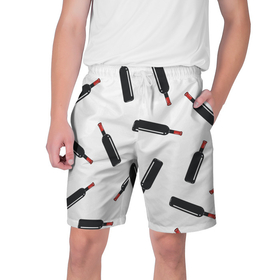 Мужские шорты 3D винишко: в Ухте,  полиэстер 100% | прямой крой, два кармана без застежек по бокам. Мягкая трикотажная резинка на поясе, внутри которой широкие завязки. Длина чуть выше колен | бутылка | вино