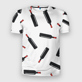Мужская футболка 3D спортивная с принтом винишко , 100% полиэстер с улучшенными характеристиками | приталенный силуэт, круглая горловина, широкие плечи, сужается к линии бедра | бутылка | вино