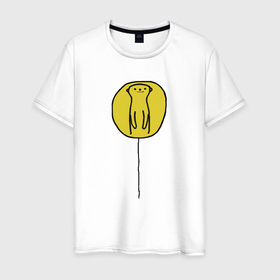 Мужская футболка хлопок с принтом СУСЛИК в Екатеринбурге, 100% хлопок | прямой крой, круглый вырез горловины, длина до линии бедер, слегка спущенное плечо. | воздушный шарик | воздушный шарик с зверьком. | жёлтое пятно | солнце встаёт | сурок | суслик