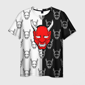 Мужская футболка 3D с принтом DEMON BLACK WHITE 2 в Белгороде, 100% полиэфир | прямой крой, круглый вырез горловины, длина до линии бедер | fashion | fire | game | hip hop | rap | street style | top | игра | мода | огонь | рэп | топ | уличный стиль | хип хоп