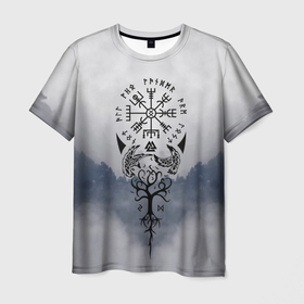 Мужская футболка 3D с принтом русь в Тюмени, 100% полиэфир | прямой крой, круглый вырез горловины, длина до линии бедер | ethnic | folk | runes | slav | викинги | вороны | руны | русь | скандинавия | славяне | фолк | фольклор | этника | этно | язычество