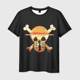 Мужская футболка 3D с принтом One piece в Екатеринбурге, 100% полиэфир | прямой крой, круглый вырез горловины, длина до линии бедер | Тематика изображения на принте: anime | one piece | аниме | анимэ | большой куш | ван пис | король пиратов | луффи | пират | пираты | пираты соломенной шляпы | рыжий шанкс | эйтиро одо