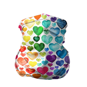 Бандана-труба 3D с принтом Радужные сердечки в Екатеринбурге, 100% полиэстер, ткань с особыми свойствами — Activecool | плотность 150‒180 г/м2; хорошо тянется, но сохраняет форму | 8 марта | love | девочки | женская | любовь | подружке | сердечки
