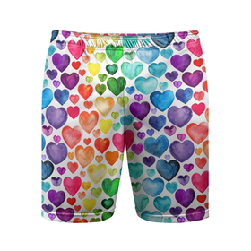 Мужские шорты спортивные с принтом Радужные сердечки ,  |  | 8 марта | love | девочки | женская | любовь | подружке | сердечки