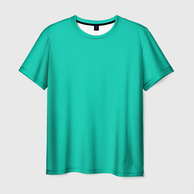 Мужская футболка 3D с принтом Бискайский зеленый без рисунка в Петрозаводске, 100% полиэфир | прямой крой, круглый вырез горловины, длина до линии бедер | 2020 года | biscay | biscay green | panton vesna | pantone | бирюзовый | бискайский залив | бискайский зеленый | весна лето | зеленый | модные цвета | цвет 2020 года