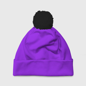 Шапка 3D c помпоном с принтом Фиолетовый в Тюмени, 100% полиэстер | универсальный размер, печать по всей поверхности изделия | geometry | neon | purple | texture | один тон | однотон | текстура | фиолетовый