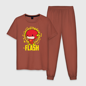 Мужская пижама хлопок с принтом The Flash в Тюмени, 100% хлопок | брюки и футболка прямого кроя, без карманов, на брюках мягкая резинка на поясе и по низу штанин
 | barry allen | the flash | vdzabma | барри аллен | флэш