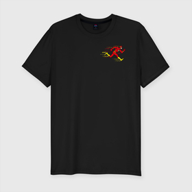 Мужская футболка хлопок Slim с принтом 8 Bit The Flash в Петрозаводске, 92% хлопок, 8% лайкра | приталенный силуэт, круглый вырез ворота, длина до линии бедра, короткий рукав | barry allen | the flash | vdzabma | барри аллен | флэш