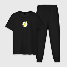 Мужская пижама хлопок с принтом 8 Bit The Flash , 100% хлопок | брюки и футболка прямого кроя, без карманов, на брюках мягкая резинка на поясе и по низу штанин
 | the flash | vdzabma | флэш