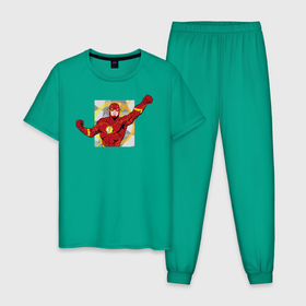 Мужская пижама хлопок с принтом Флэш , 100% хлопок | брюки и футболка прямого кроя, без карманов, на брюках мягкая резинка на поясе и по низу штанин
 | barry allen | the flash | vdzabma | барри аллен | флэш
