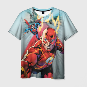 Мужская футболка 3D с принтом The Fastest Man Alive в Белгороде, 100% полиэфир | прямой крой, круглый вырез горловины, длина до линии бедер | barry allen | justice league | superman | the flash | vdzabma | барри аллен | лига справедливости | супермен | флэш