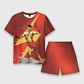 Мужской костюм с шортами 3D с принтом Kid Flash ,  |  | kid flash | the flash | vdzabma | wally west | кид флэш | уолли уэст | флэш