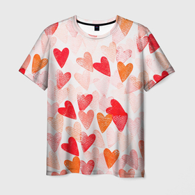 Мужская футболка 3D с принтом Ванильные сердечки в Петрозаводске, 100% полиэфир | прямой крой, круглый вырез горловины, длина до линии бедер | 14 февраля | 8 марта | love | девочки | день святого валентина | женская | любовь | подружке | сердечки