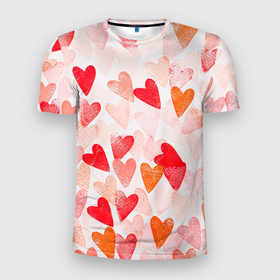 Мужская футболка 3D спортивная с принтом Ванильные сердечки в Новосибирске, 100% полиэстер с улучшенными характеристиками | приталенный силуэт, круглая горловина, широкие плечи, сужается к линии бедра | 14 февраля | 8 марта | love | девочки | день святого валентина | женская | любовь | подружке | сердечки