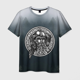 Мужская футболка 3D с принтом руны в Санкт-Петербурге, 100% полиэфир | прямой крой, круглый вырез горловины, длина до линии бедер | ethnic | folk | runes | slav | воин | ворон | доспехи | руны | русь | славяне | фолк | фольклор | шлем | этника | этно | язычество