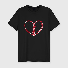 Мужская футболка хлопок Slim с принтом пульс любви в Курске, 92% хлопок, 8% лайкра | приталенный силуэт, круглый вырез ворота, длина до линии бедра, короткий рукав | валентинка | день святого валентина | любовь | сердце