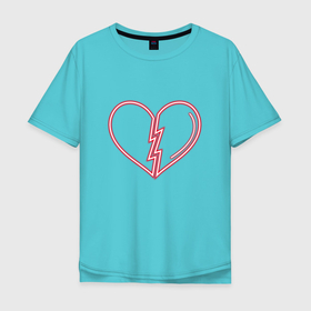 Мужская футболка хлопок Oversize с принтом пульс любви в Курске, 100% хлопок | свободный крой, круглый ворот, “спинка” длиннее передней части | валентинка | день святого валентина | любовь | сердце