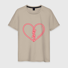 Мужская футболка хлопок с принтом пульс любви в Петрозаводске, 100% хлопок | прямой крой, круглый вырез горловины, длина до линии бедер, слегка спущенное плечо. | валентинка | день святого валентина | любовь | сердце