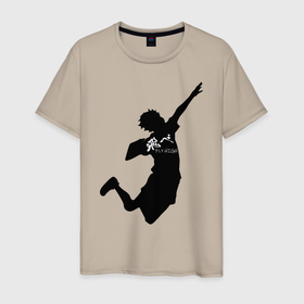 Мужская футболка хлопок с принтом Hinata в прыжке в Курске, 100% хлопок | прямой крой, круглый вырез горловины, длина до линии бедер, слегка спущенное плечо. | black | fly | haikyuu | hinata | волейбол