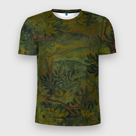 Мужская футболка 3D спортивная с принтом Зеркальный лес (Mirror forest) в Тюмени, 100% полиэстер с улучшенными характеристиками | приталенный силуэт, круглая горловина, широкие плечи, сужается к линии бедра | Тематика изображения на принте: зеркальный лес | камуфляж | картина лес | лес | лесной камуфляж | лесной пейзаж | обои | обои пейзаж | пейзаж