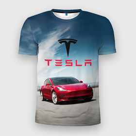 Мужская футболка 3D спортивная с принтом Tesla Model 3 в Тюмени, 100% полиэстер с улучшенными характеристиками | приталенный силуэт, круглая горловина, широкие плечи, сужается к линии бедра | Тематика изображения на принте: 3 | america | auto | car | electric | elon | model | motors | musk | tesla | usa | vehicle | авто | америка | илон | маск | модель | сша | тесла | электромобиль