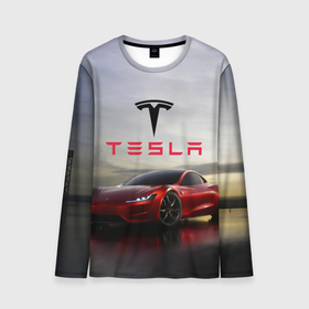 Мужской лонгслив 3D с принтом Tesla Roadster в Белгороде, 100% полиэстер | длинные рукава, круглый вырез горловины, полуприлегающий силуэт | america | auto | car | electric | elon | motors | musk | roadster | tesla | usa | vehicle | авто | америка | илон | маск | модель | сша | тесла | электромобиль